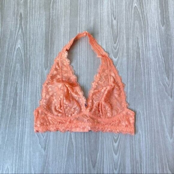 Free People Intimately Gallon Lace Halter Stretchy Boho Bra Bralette Orange S - Picture 3 of 6
